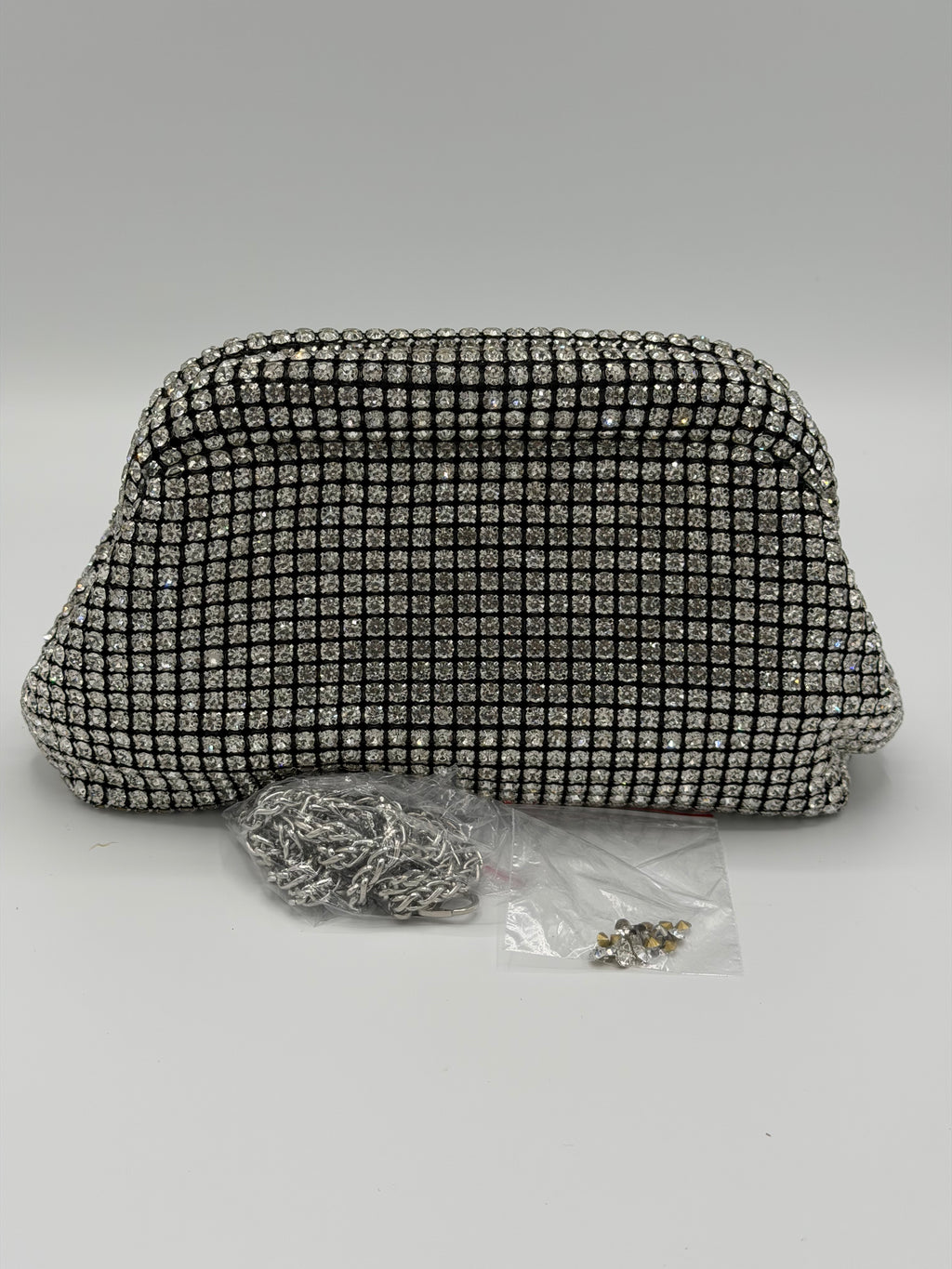 Luxury Crystal Rhinestone Clutch Bag with long Chain