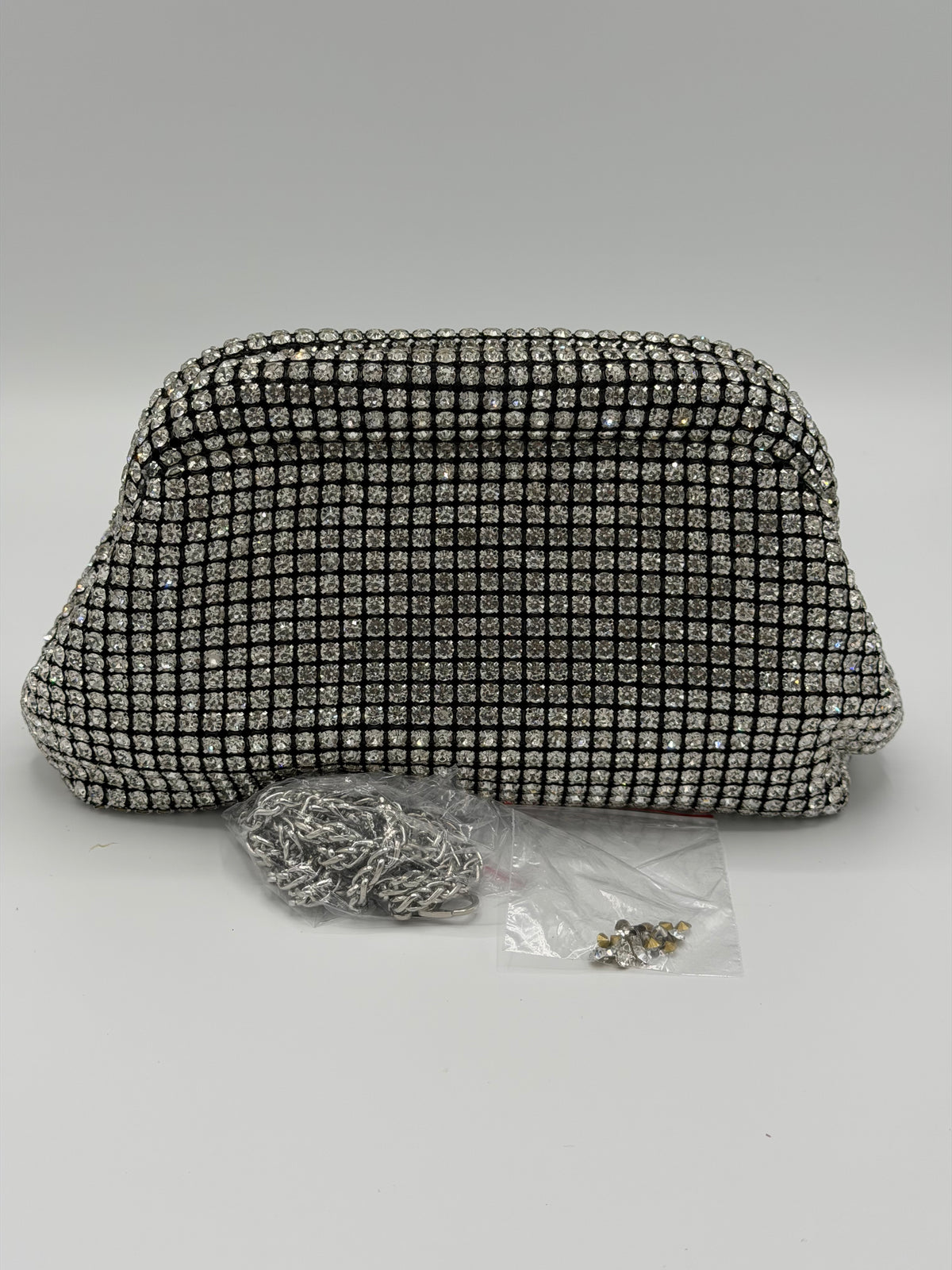 Luxury Crystal Rhinestone Clutch Bag with long Chain