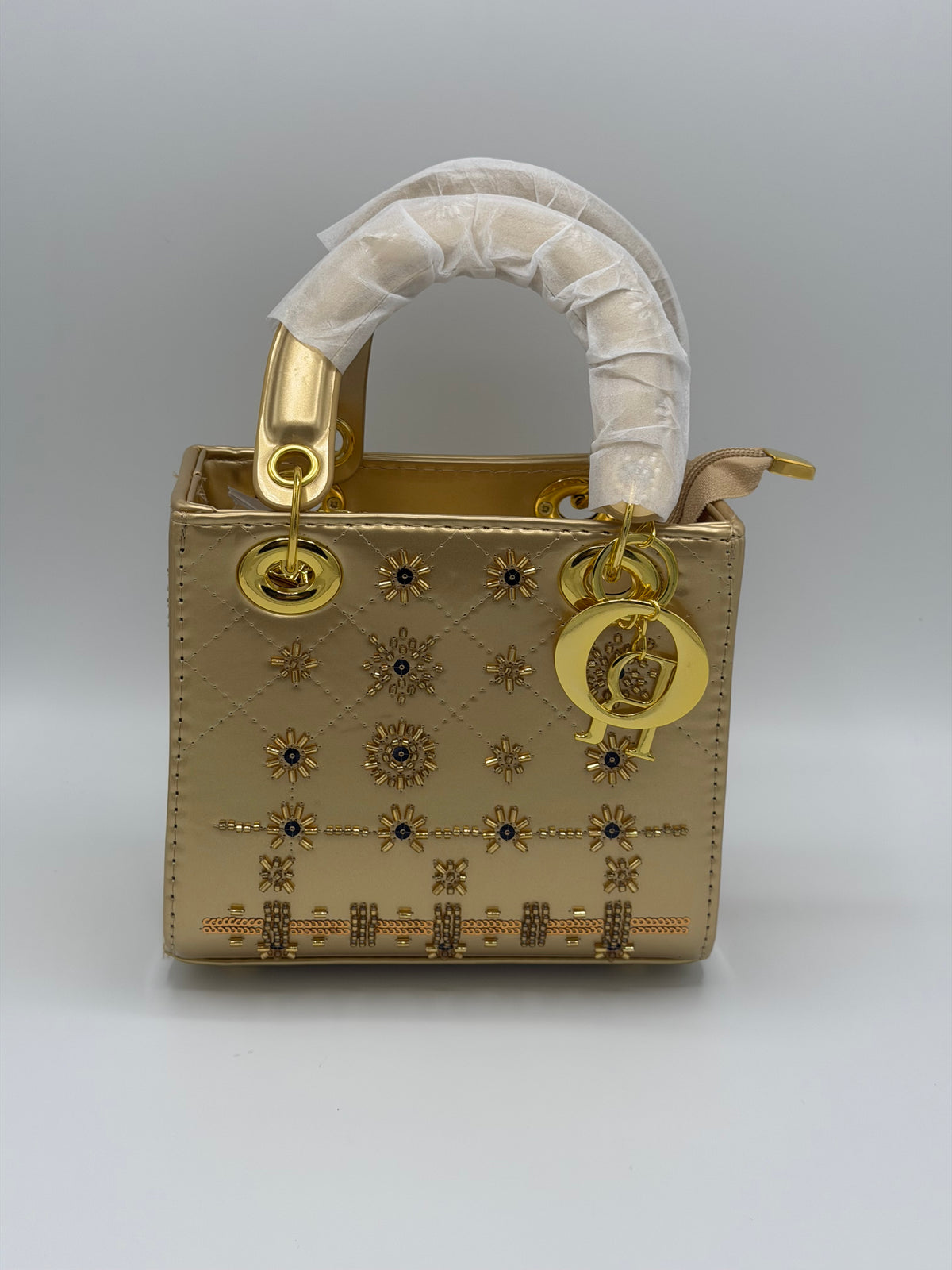 Lady Dior-Inspired Patent Leather Handbag with Long Strap