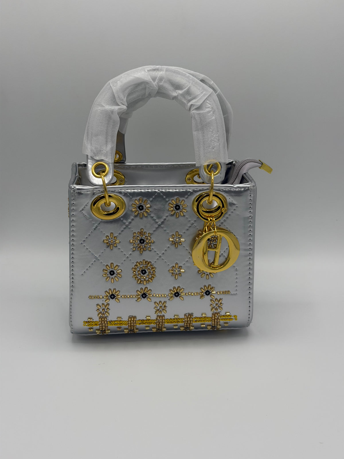 Lady Dior-Inspired Patent Leather Handbag with Long Strap