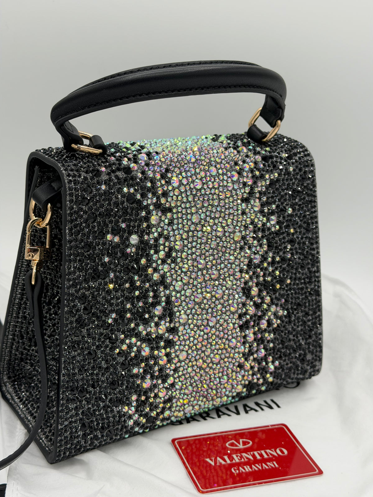 Black Crystal Embellished Luxury Handbag