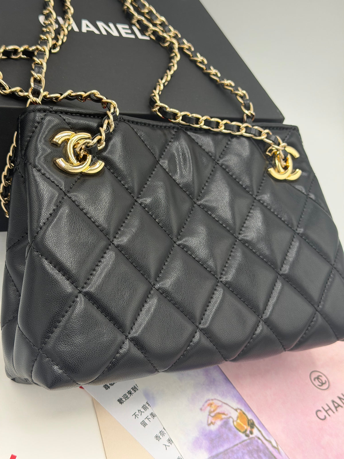 Chanel Quilted Shoulder Bag with Golden Chain