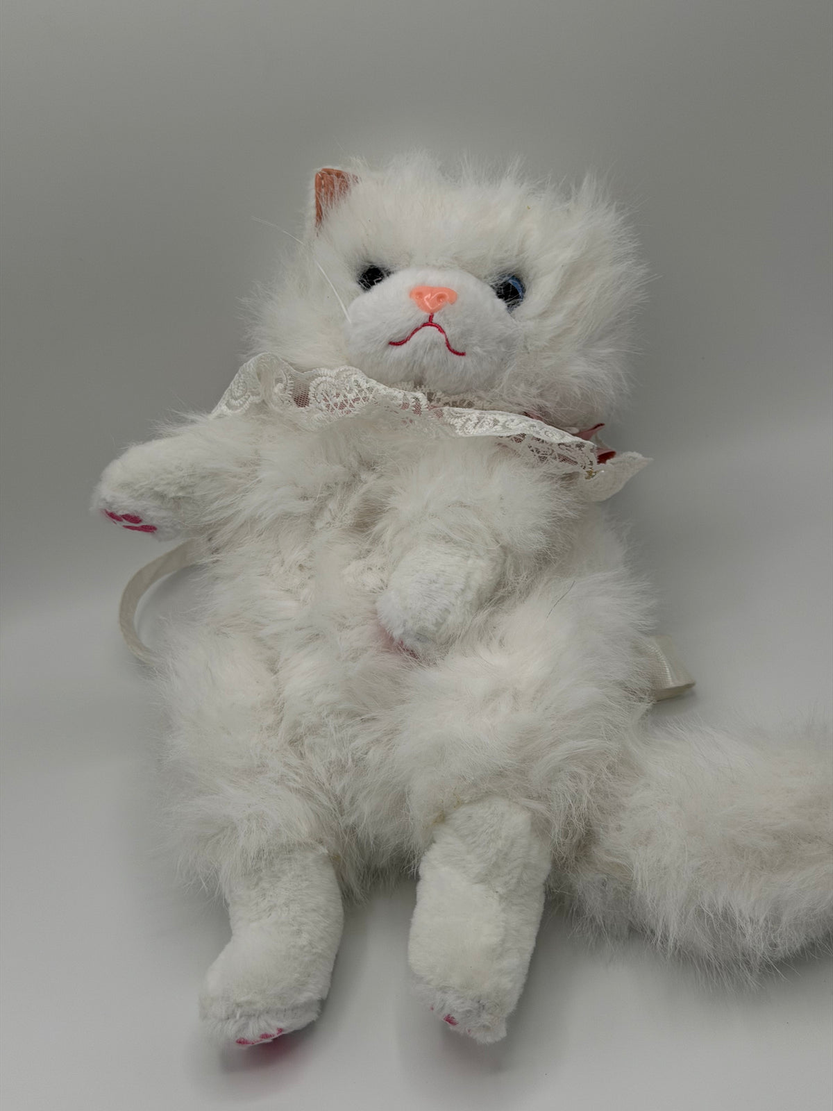 Cute White Fluffy Cat Plush Bag