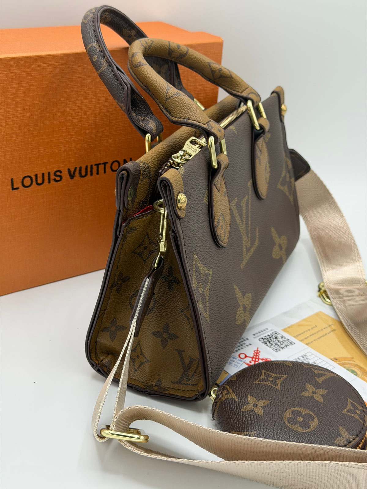 Luxury LV Monogram Handbag with Round Coin Purse