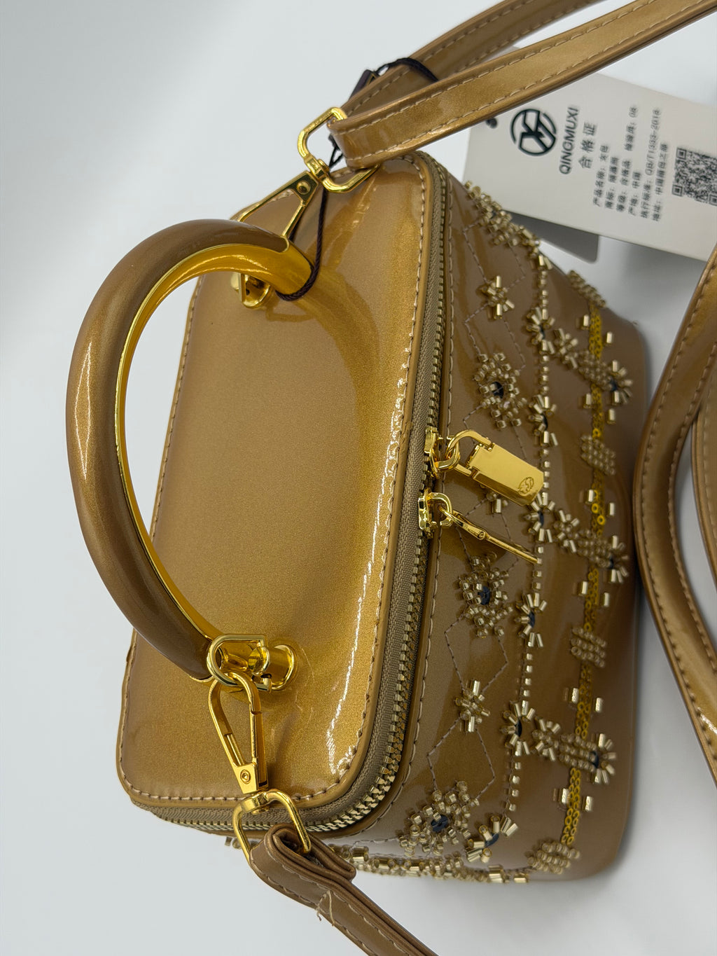 Trendy luxury in shiny leather