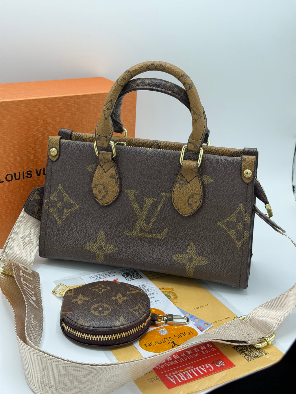 Luxury LV Monogram Handbag with Round Coin Purse