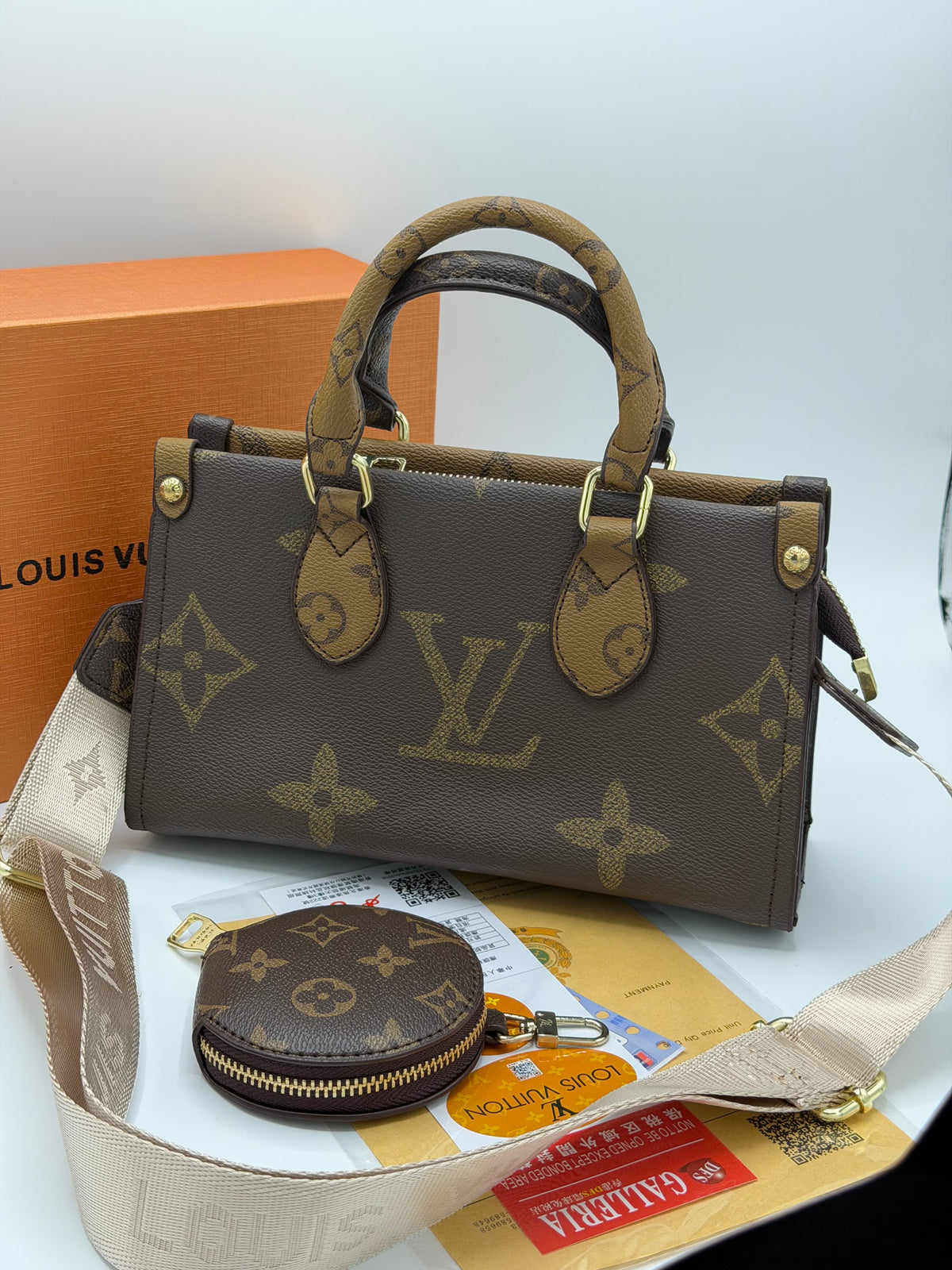 Luxury LV Monogram Handbag with Round Coin Purse