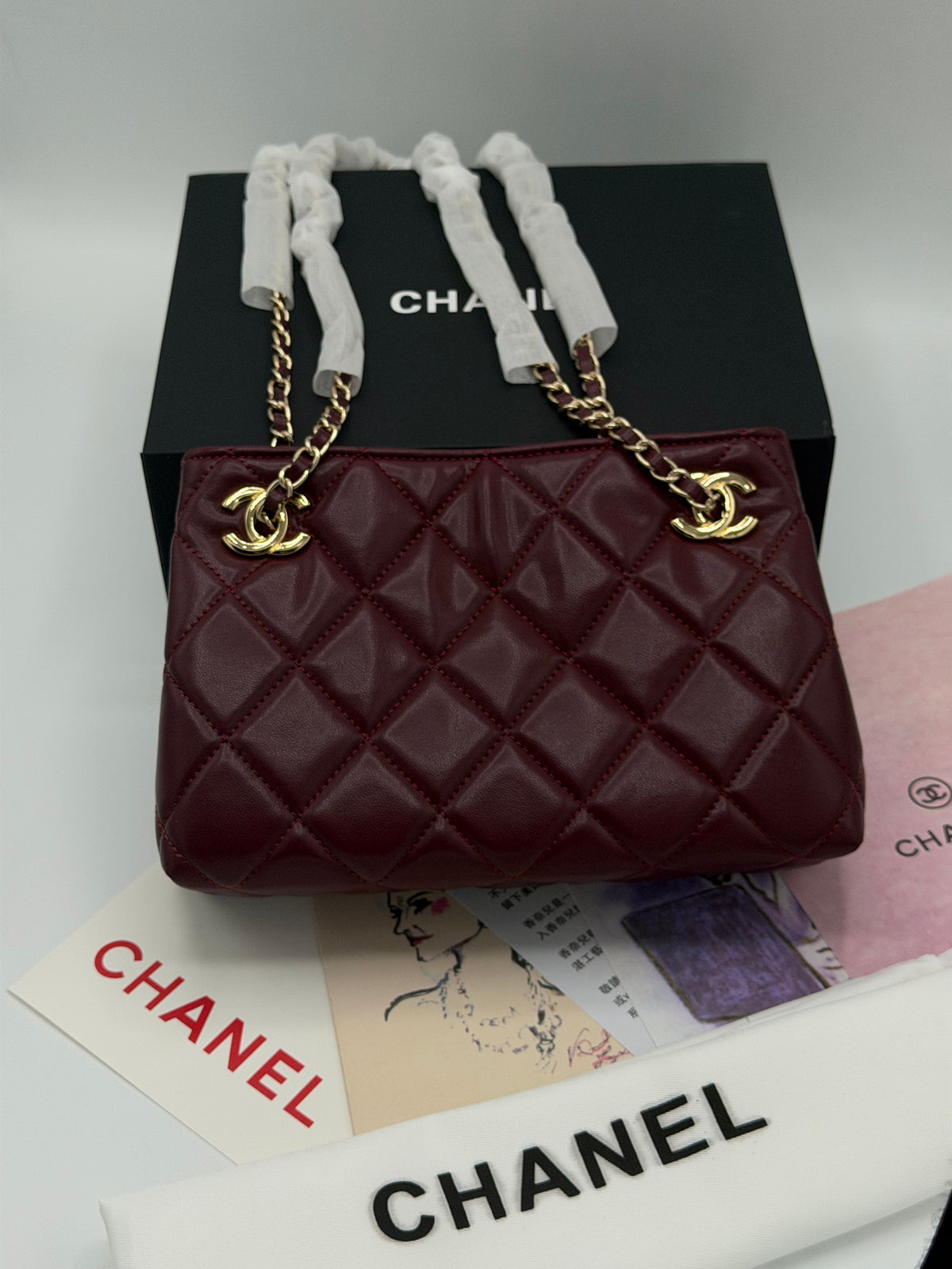 Chanel Quilted Shoulder Bag with Golden Chain