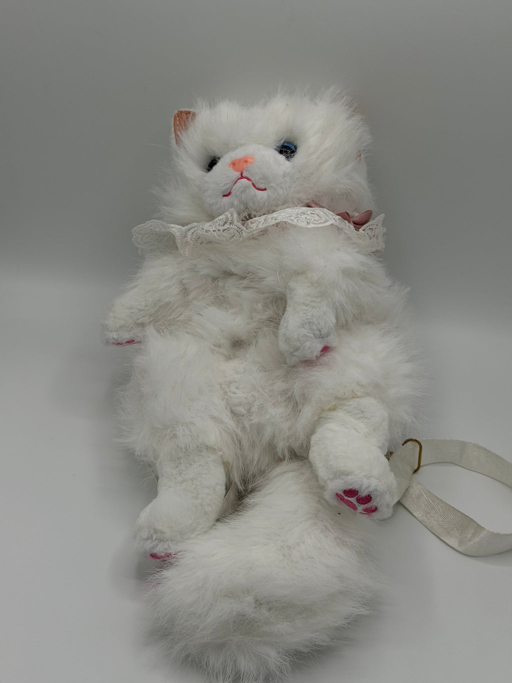 Cute White Fluffy Cat Plush Bag