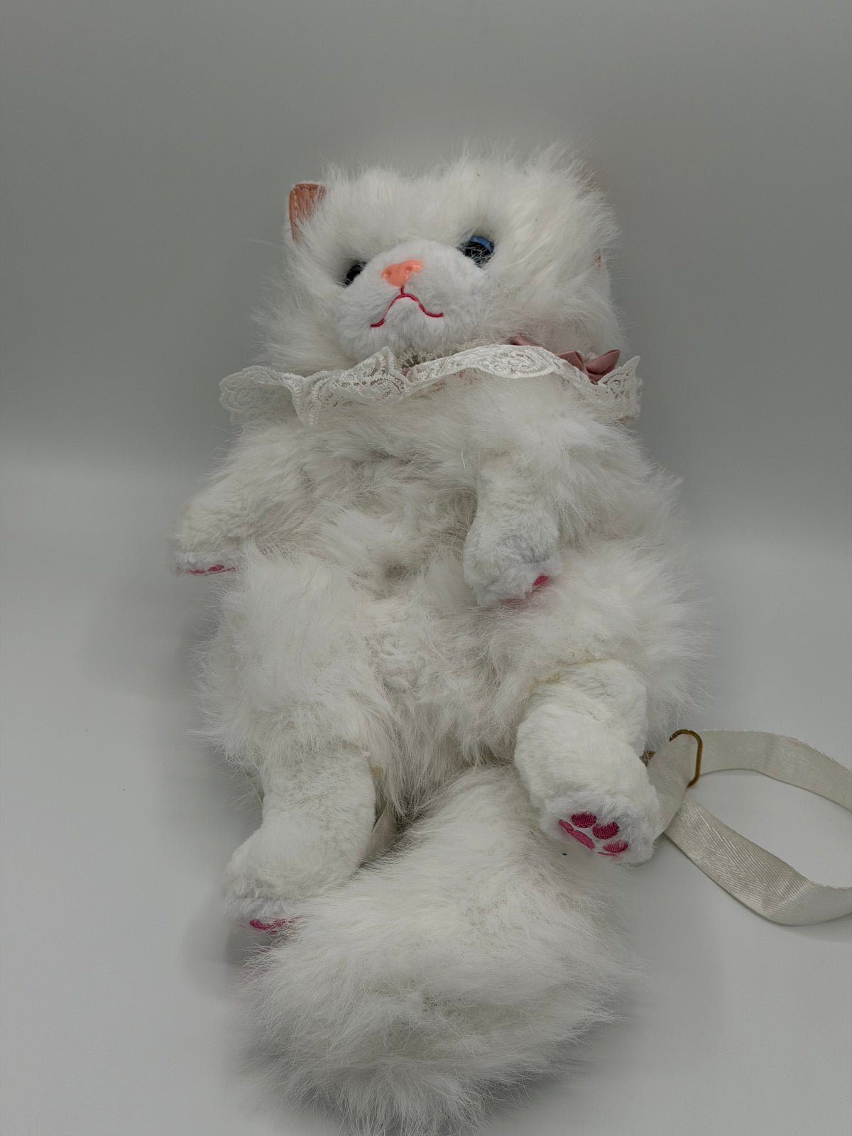 Cute White Fluffy Cat Plush Bag