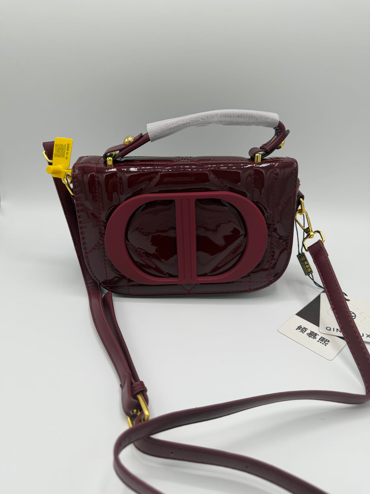 Luxury Patent Leather Top Handle Crossbody Bag