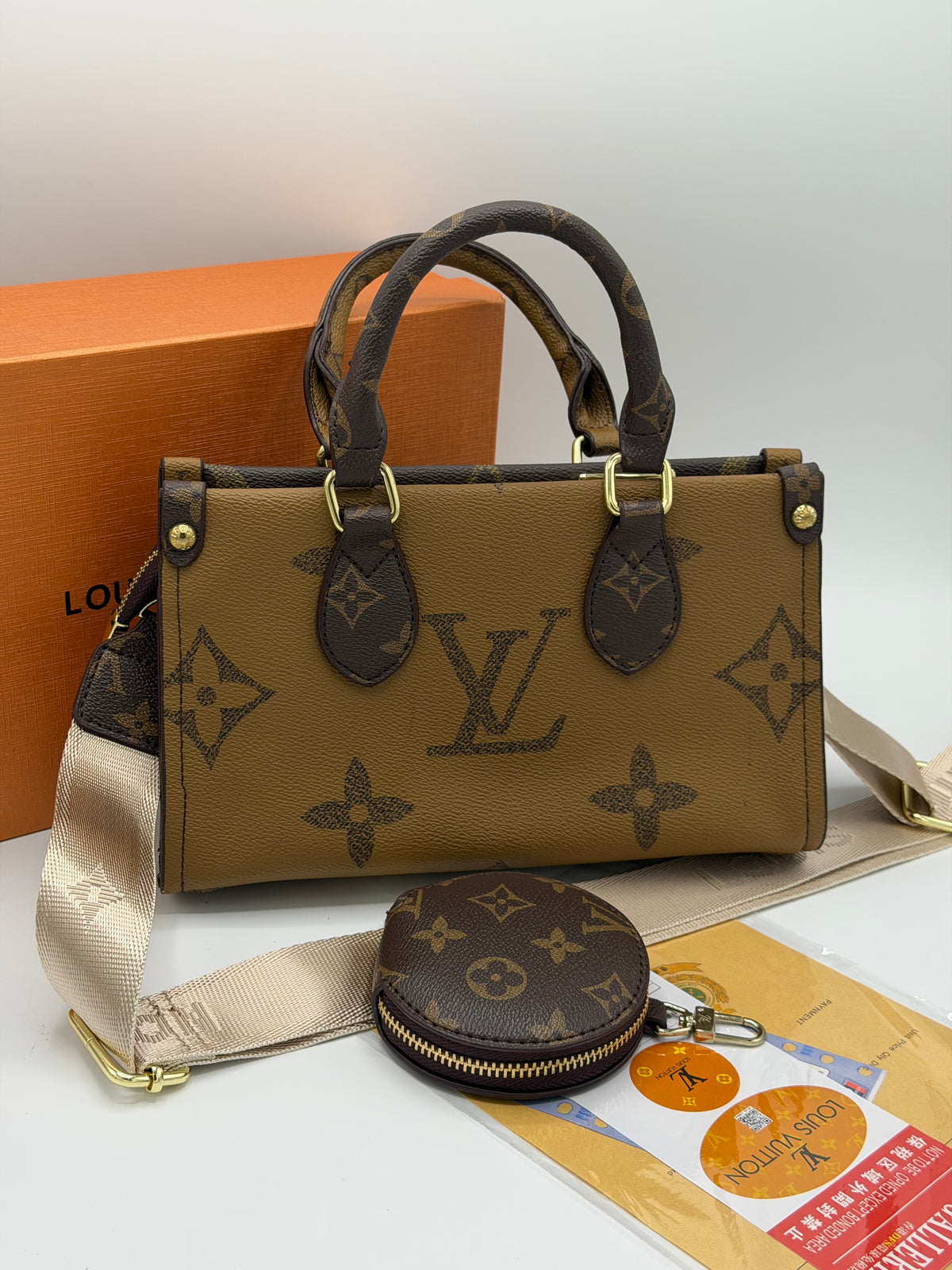 Luxury LV Monogram Handbag with Round Coin Purse