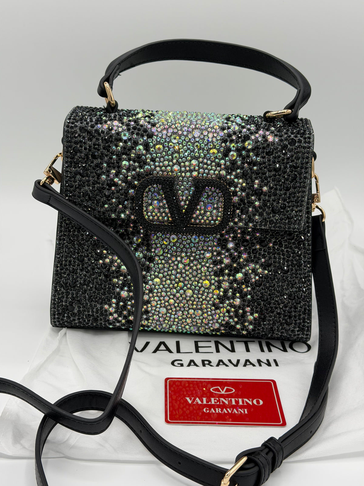 Black Crystal Embellished Luxury Handbag